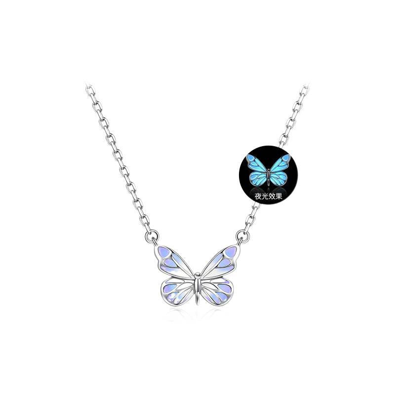 Mori Style Luminous Butterfly Necklace For Women