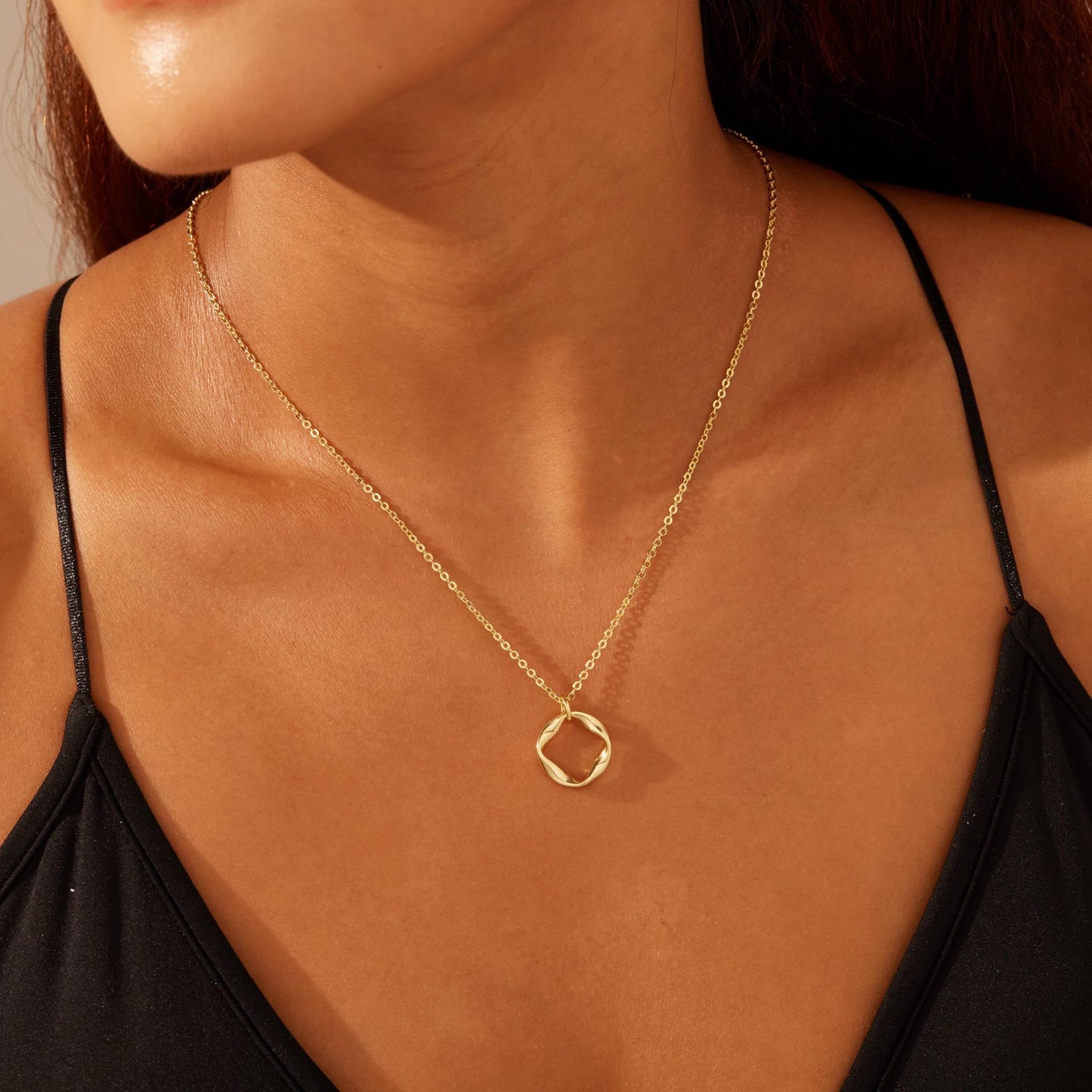 Layered Clip Necklace Electroplated Circle