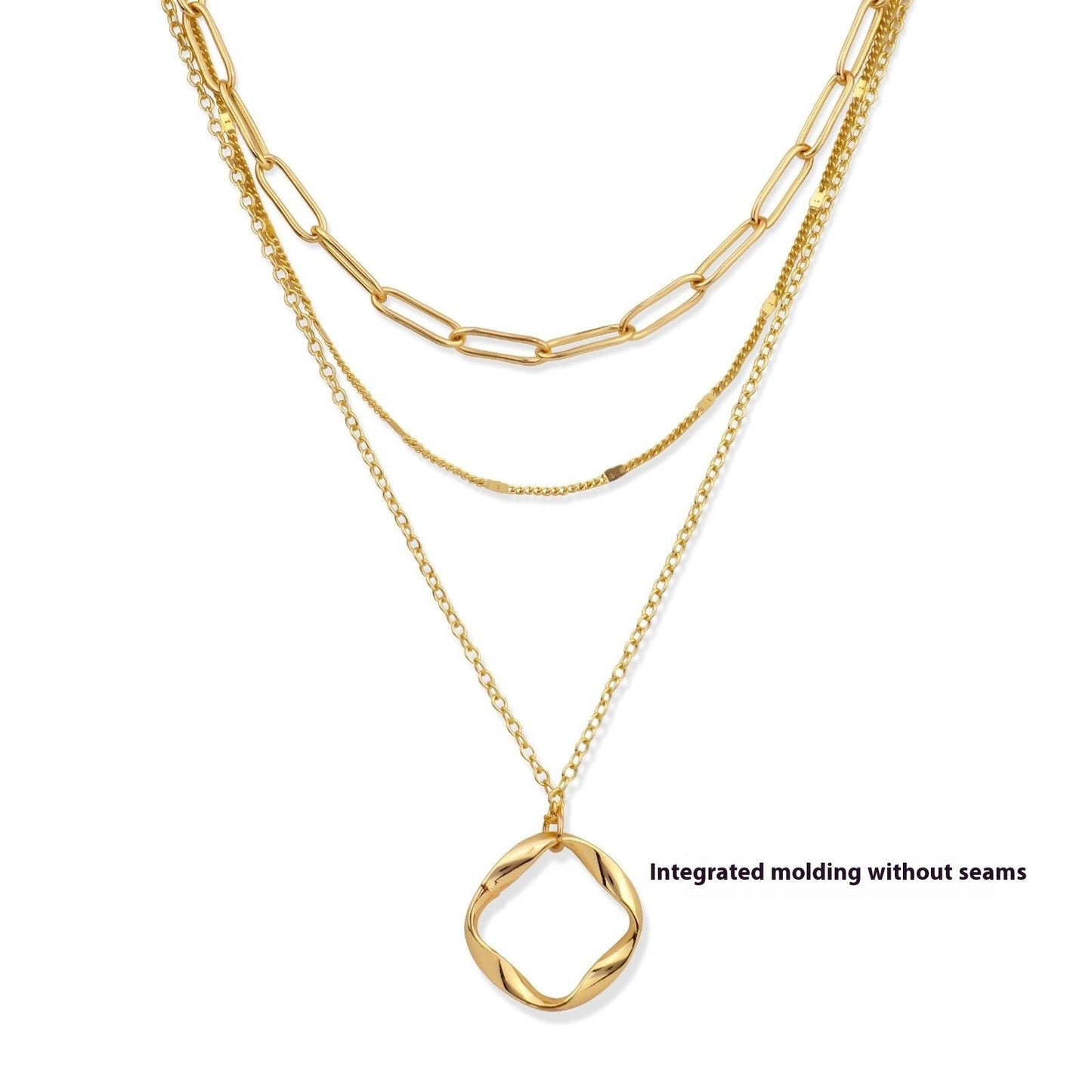 Layered Clip Necklace Electroplated Circle