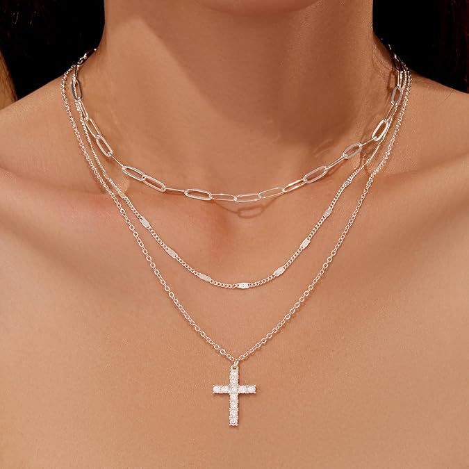 Layered Clip Necklace Electroplated Circle