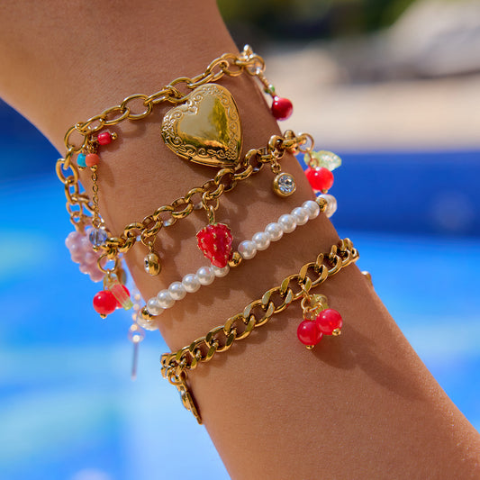18K Gold Stainless Steel Bracelet Light Luxury High-grade Love Fruit Chain Jewelry