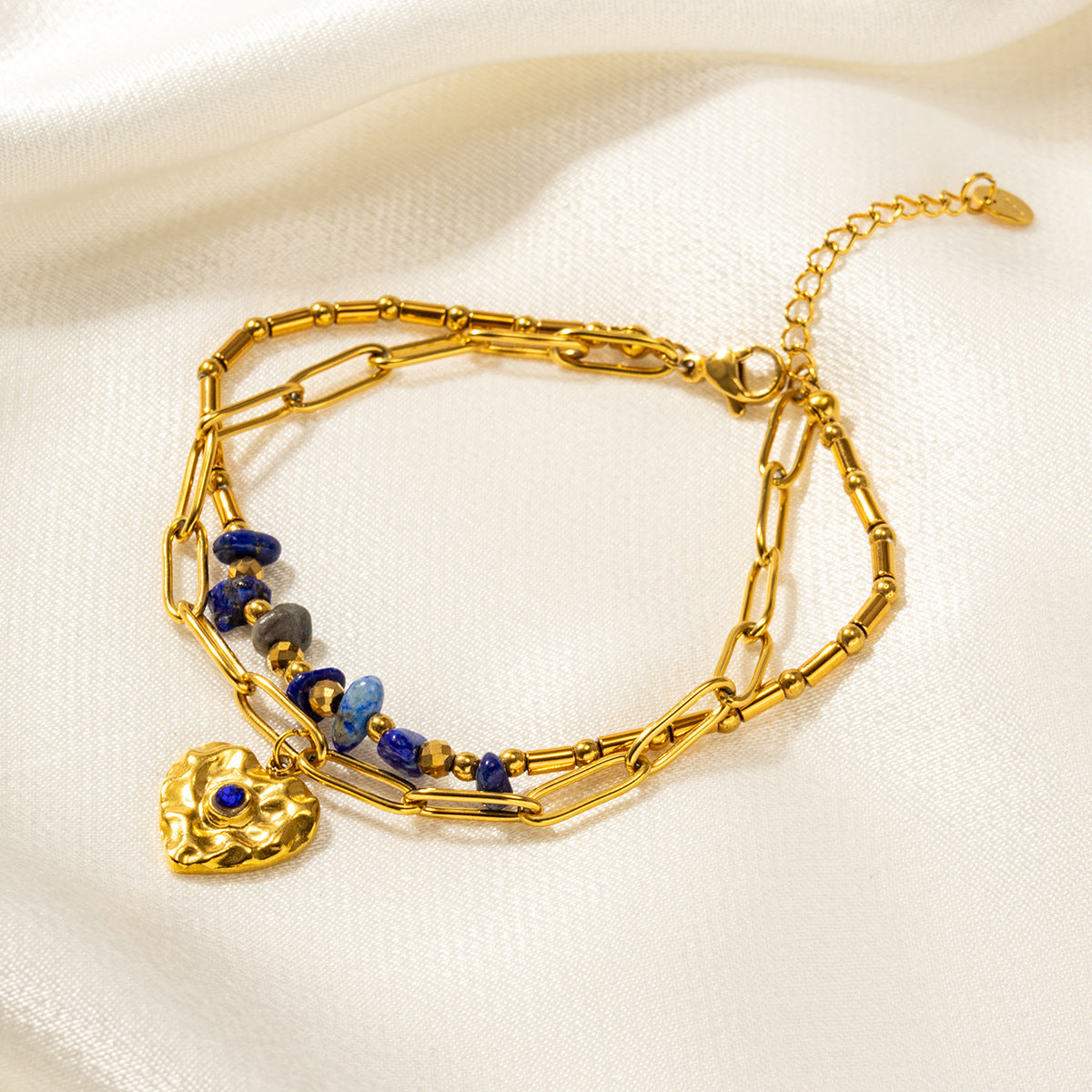 New Natural Green Gold Stone Bracelet Fashion Retro