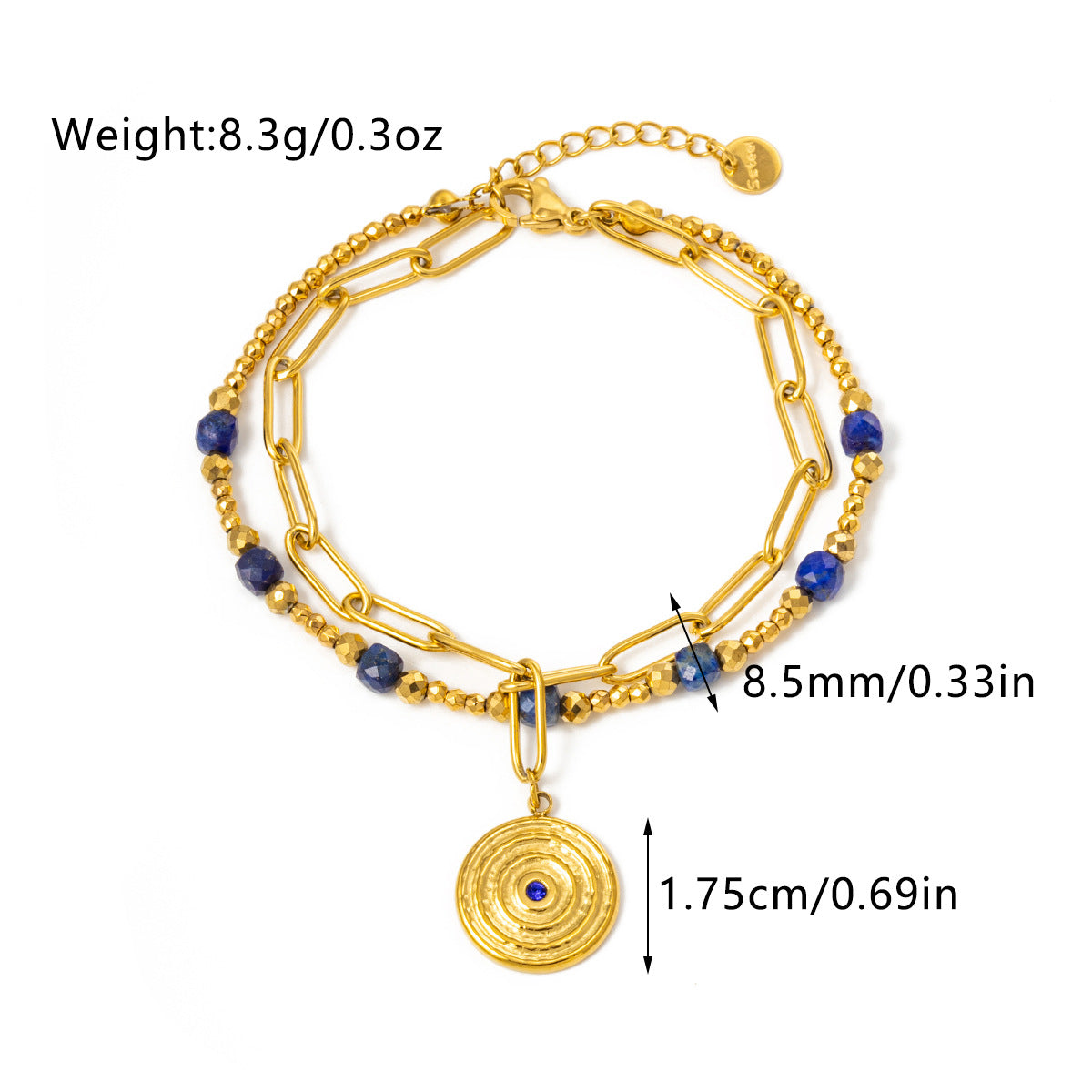 New Natural Green Gold Stone Bracelet Fashion Retro