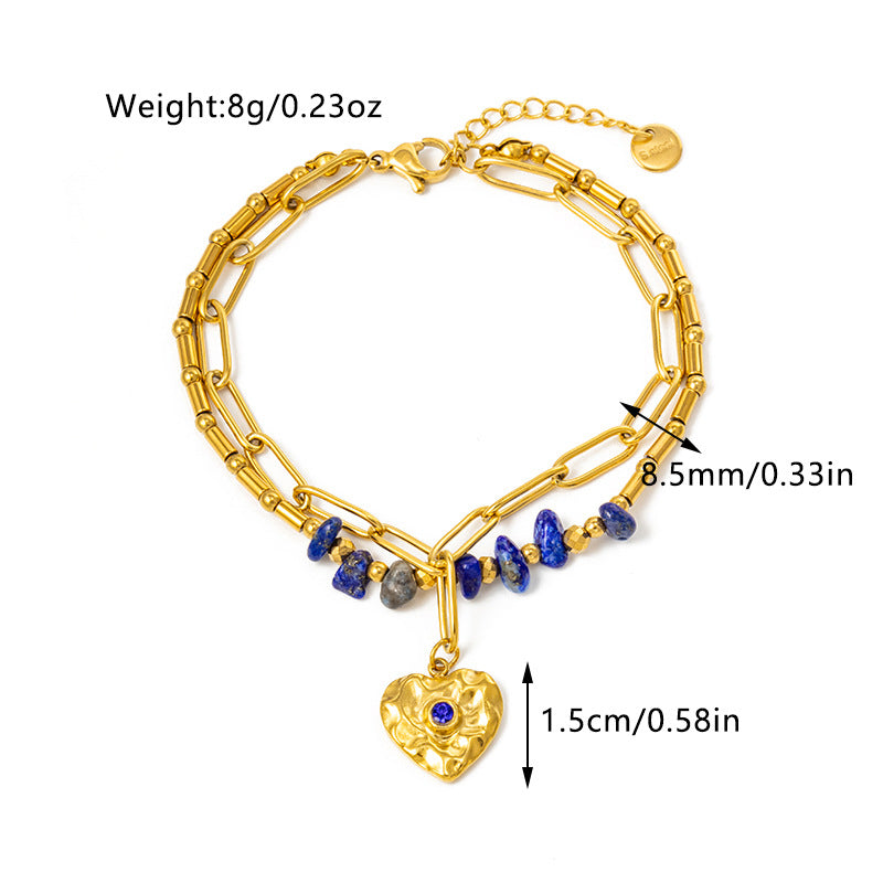 New Natural Green Gold Stone Bracelet Fashion Retro