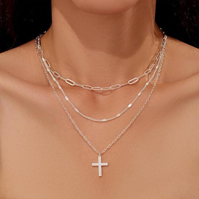Layered Clip Necklace Electroplated Circle