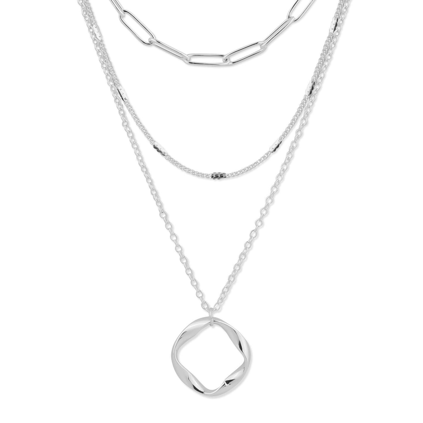 Layered Clip Necklace Electroplated Circle