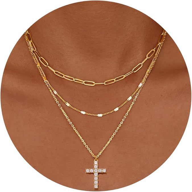 Layered Clip Necklace Electroplated Circle